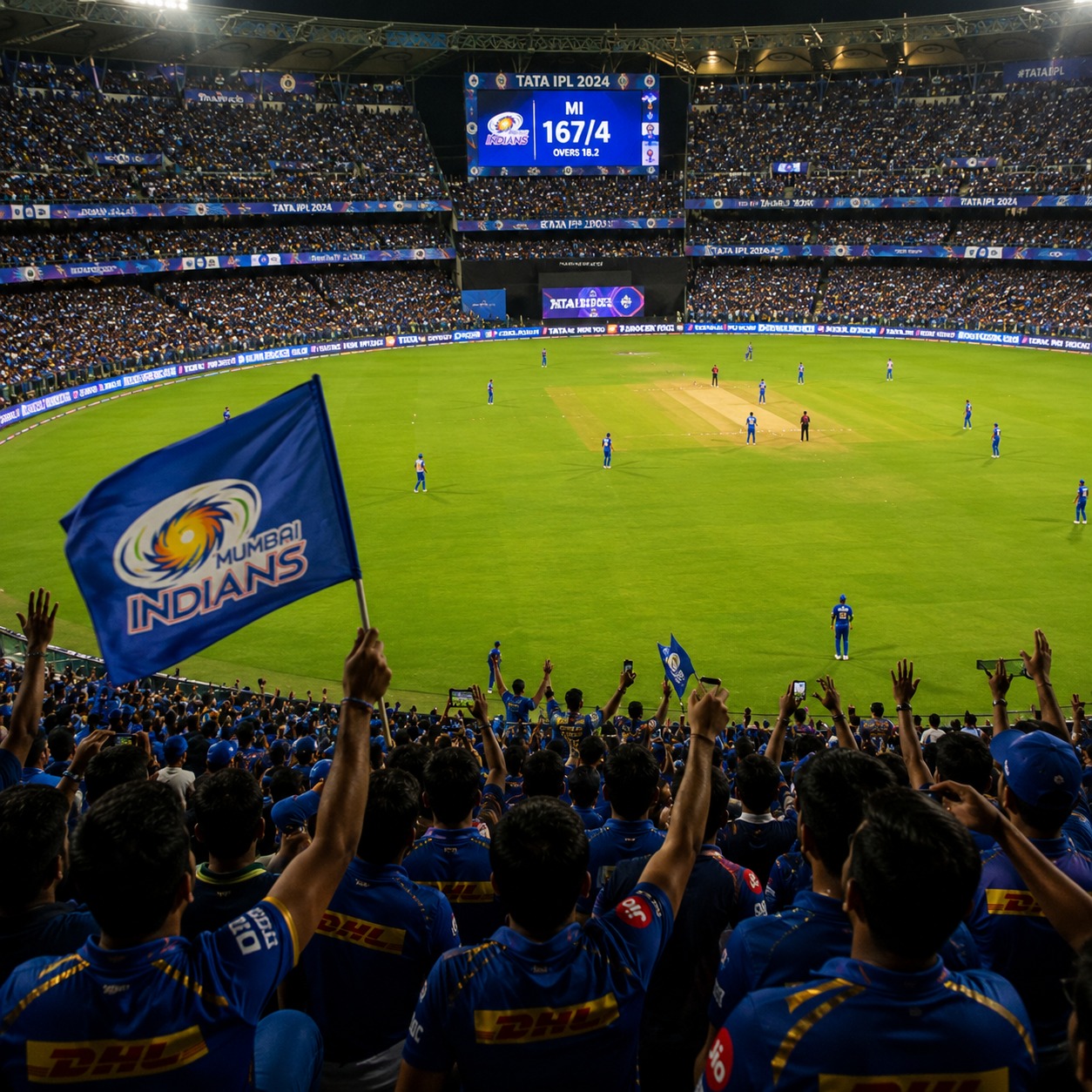 Live cricket stadium crowd