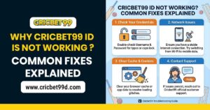 Read more about the article Why Cricbet99 ID Is Not Working? Common Fixes Explained